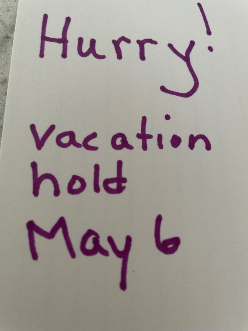 Leaving on a vacation